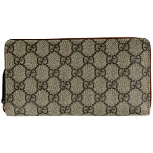 Gucci GUCCI Long Wallet GG Pattern Round Zip Supreme Beige 410102 Women's